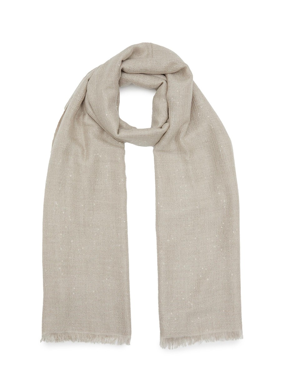 Women BRUNELLO CUCINELLI Scarves & Wraps | Sequin Embellished Cashmere Silk Scarf