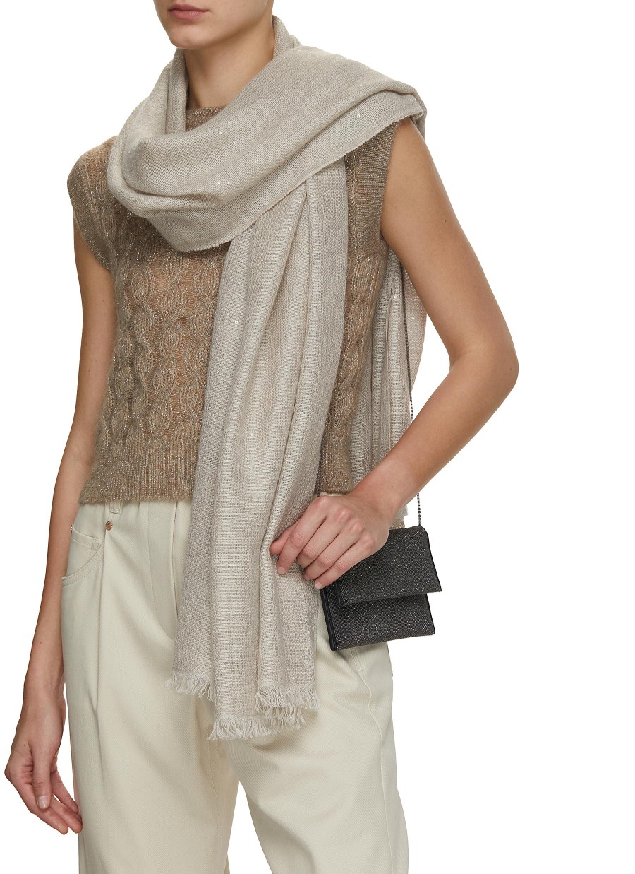 Women BRUNELLO CUCINELLI Scarves & Wraps | Sequin Embellished Cashmere Silk Scarf