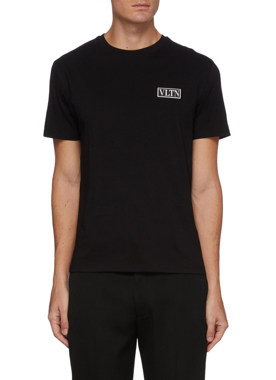 Men VALENTINO T-Shirts | Vltn Logo Print Cotton Jersey T-Shirt