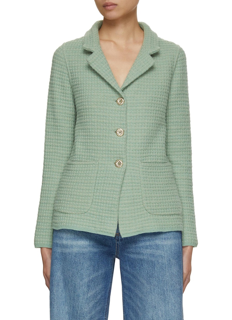 Women BRUNO MANETTI Jackets | Notch Lapel Waffle Wool Knit Jacket