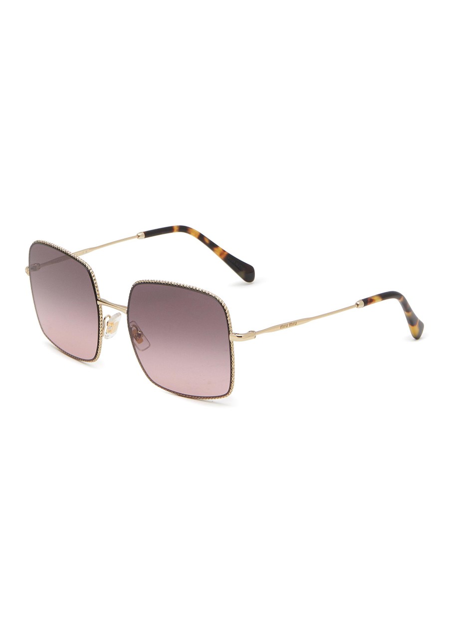 Women MIU MIU Eyewear | Metal Rectangular Sunglasses