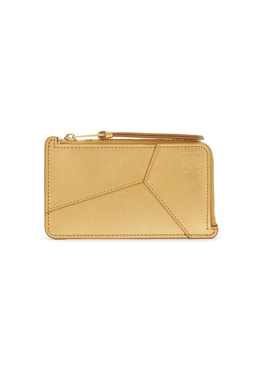 Women LOEWE Small Leather Goods | Puzzle Metallic Leather Coin Cardholder