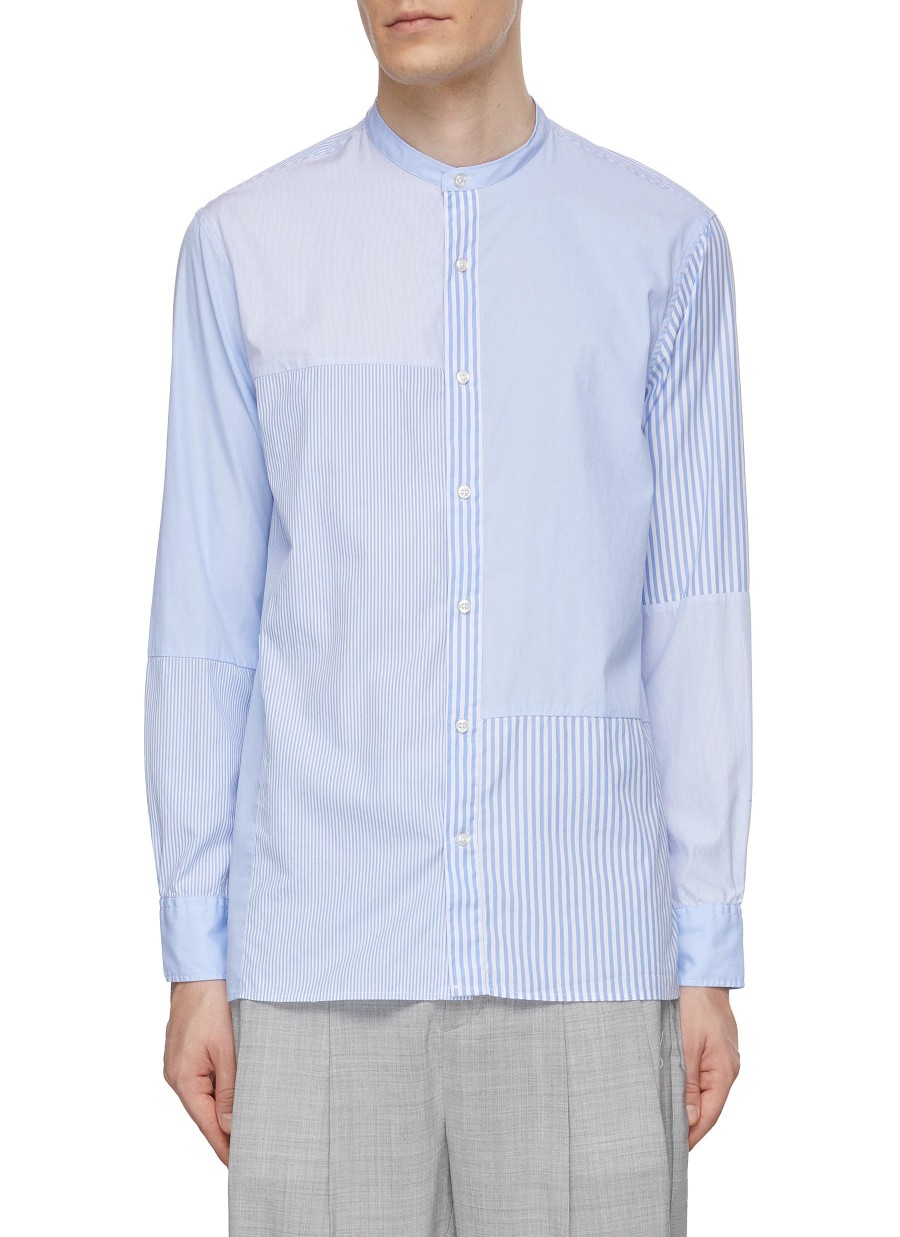 Men OFFICINE GENERALE Shirts | Gaston Stripe Patchwork Shirt