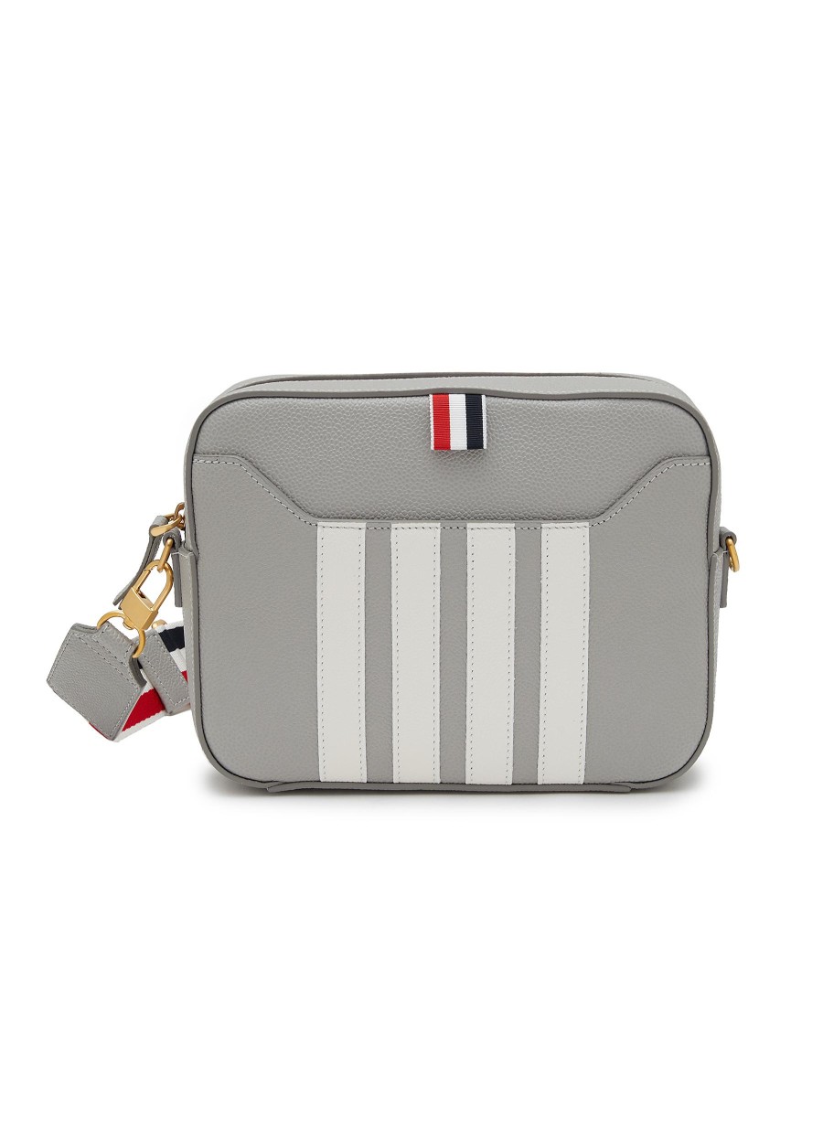 Men THOM BROWNE Crossbody | Medium 4 Bar Leather Crossbody Bag