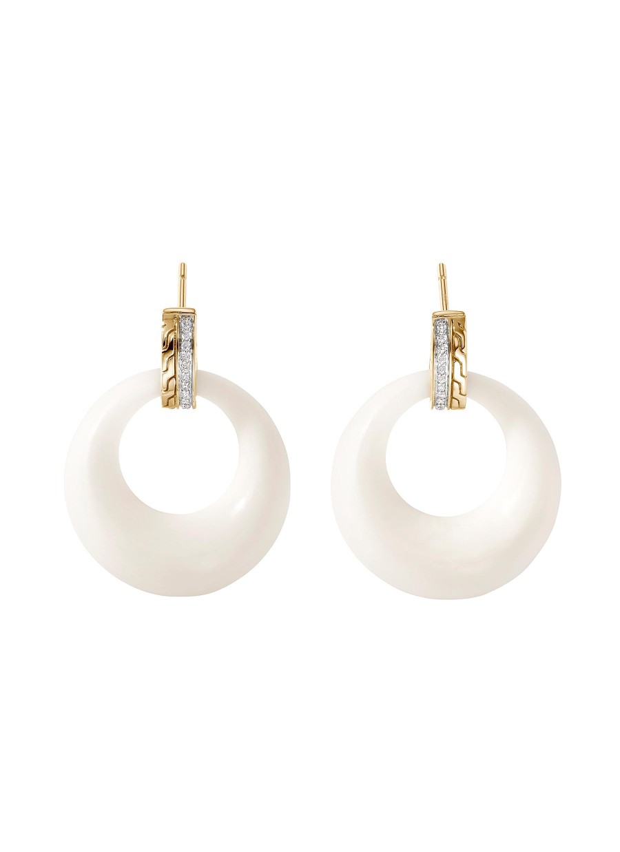 Women JOHN HARDY Fine Jewellery | Classic Chain 18K Gold Diamond Tagua Drop Earrings