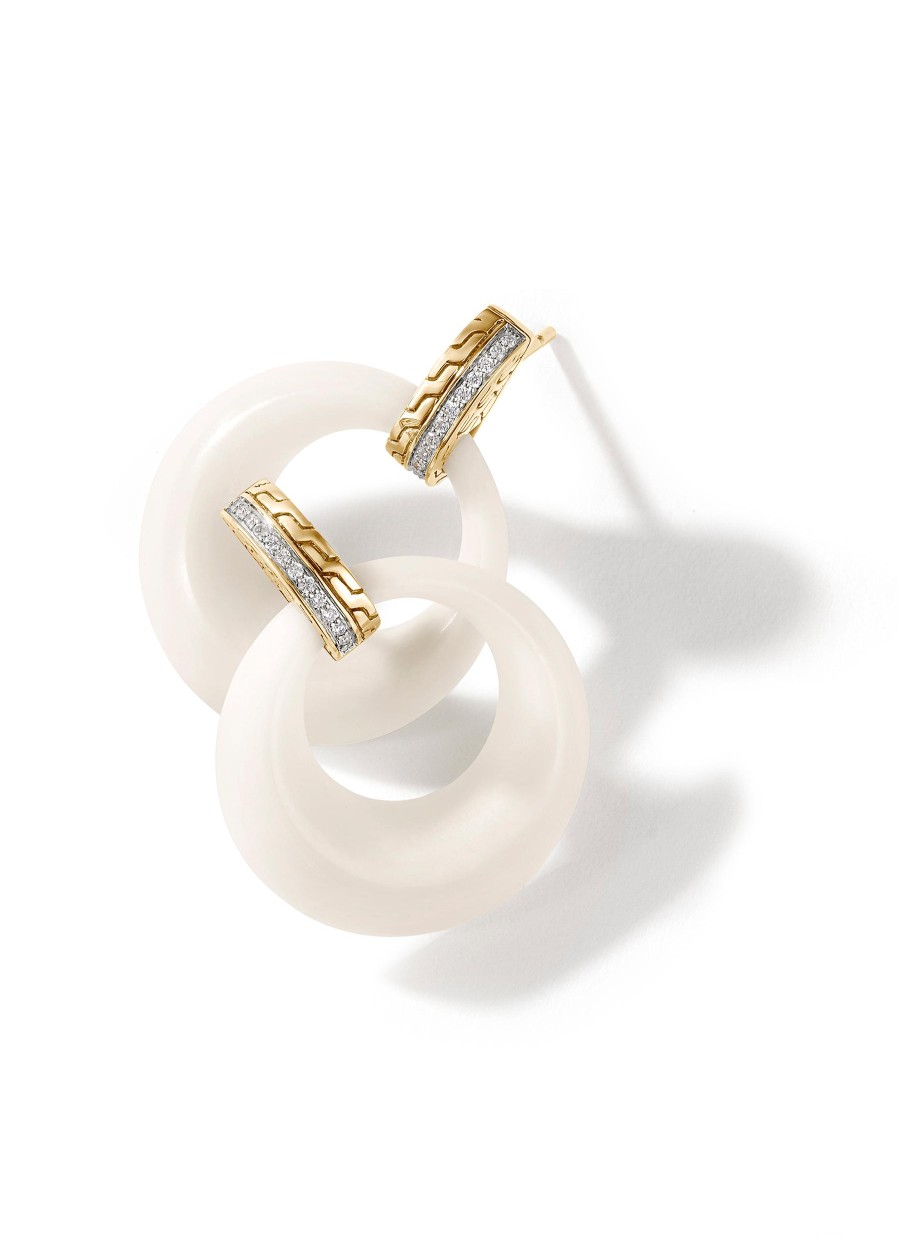 Women JOHN HARDY Fine Jewellery | Classic Chain 18K Gold Diamond Tagua Drop Earrings