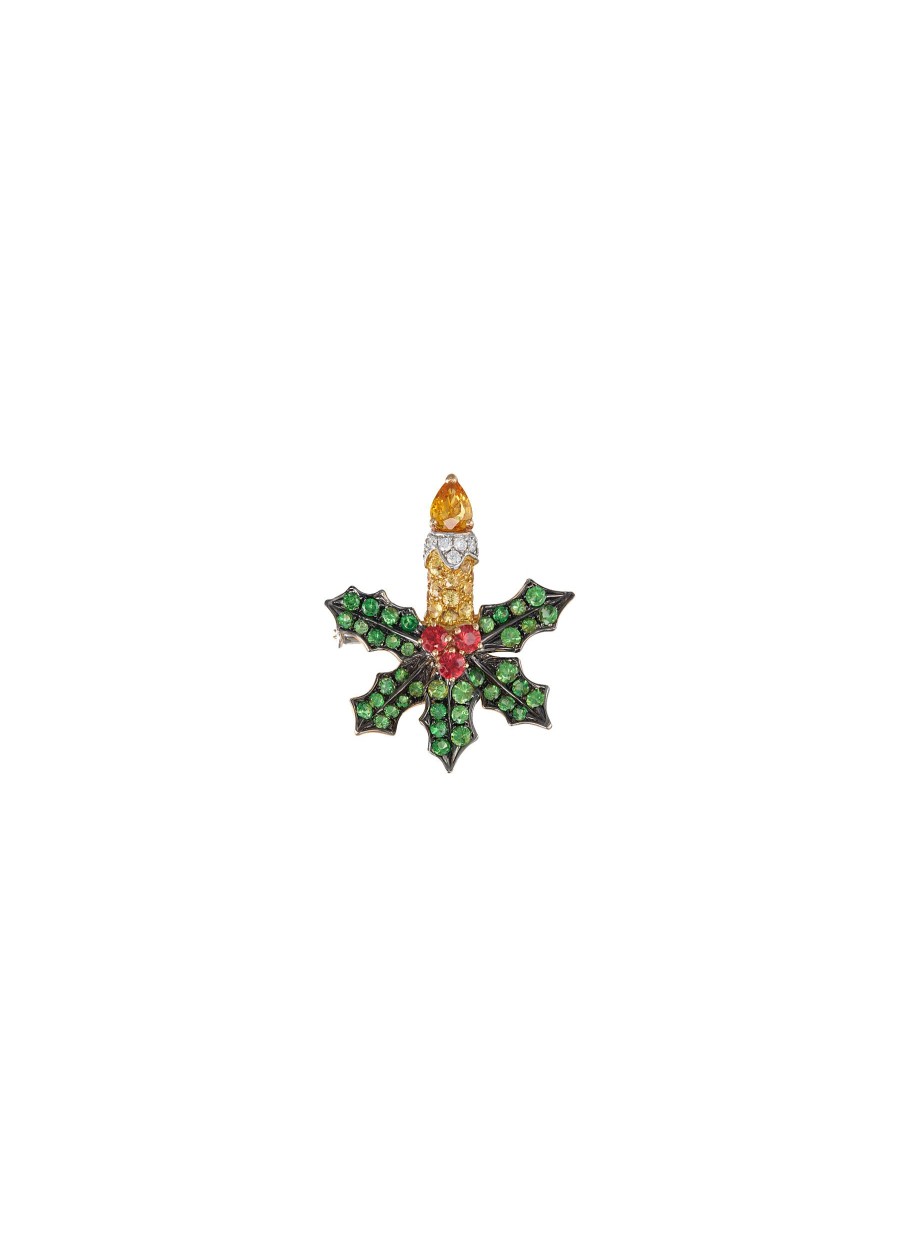 Women MIO HARUTAKA Fine Jewellery | Holly Jolly 18K Gold Diamond Gemstone Brooch