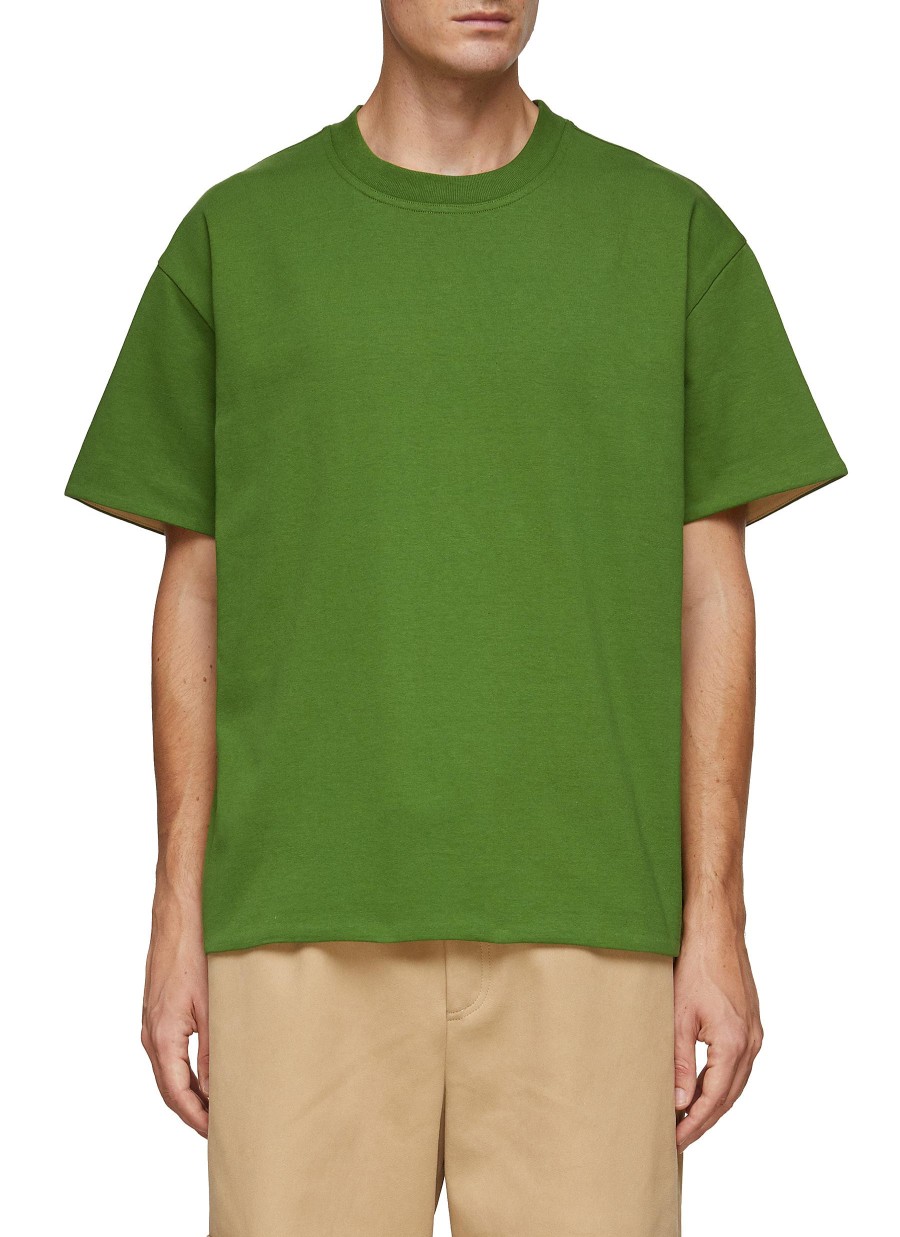 Men BOTTEGA VENETA T-Shirts | Contrast Sleeve Detail Double Layer Sunrise Light Cotton T-Shirt