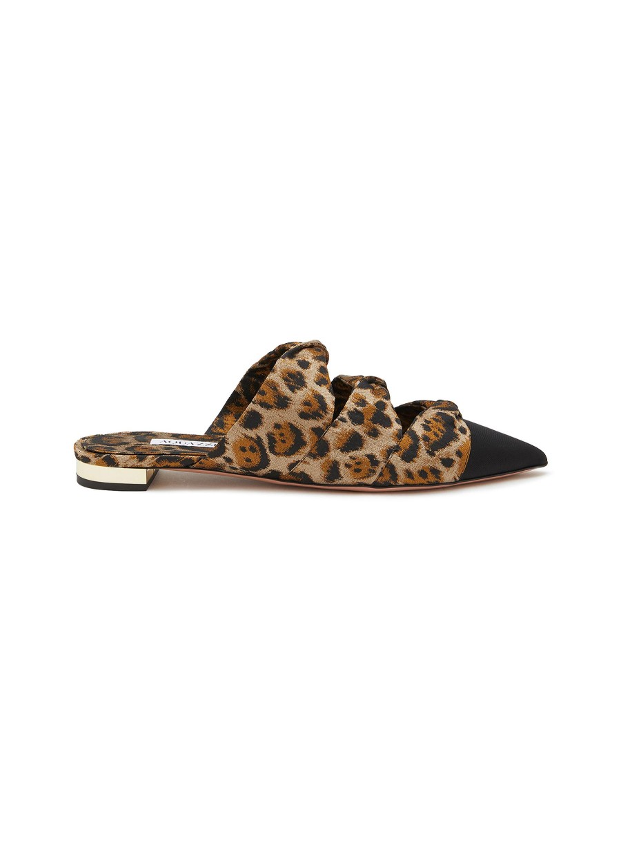 Women AQUAZZURA Slides | Mini Twist Leopard Print Flat Mules