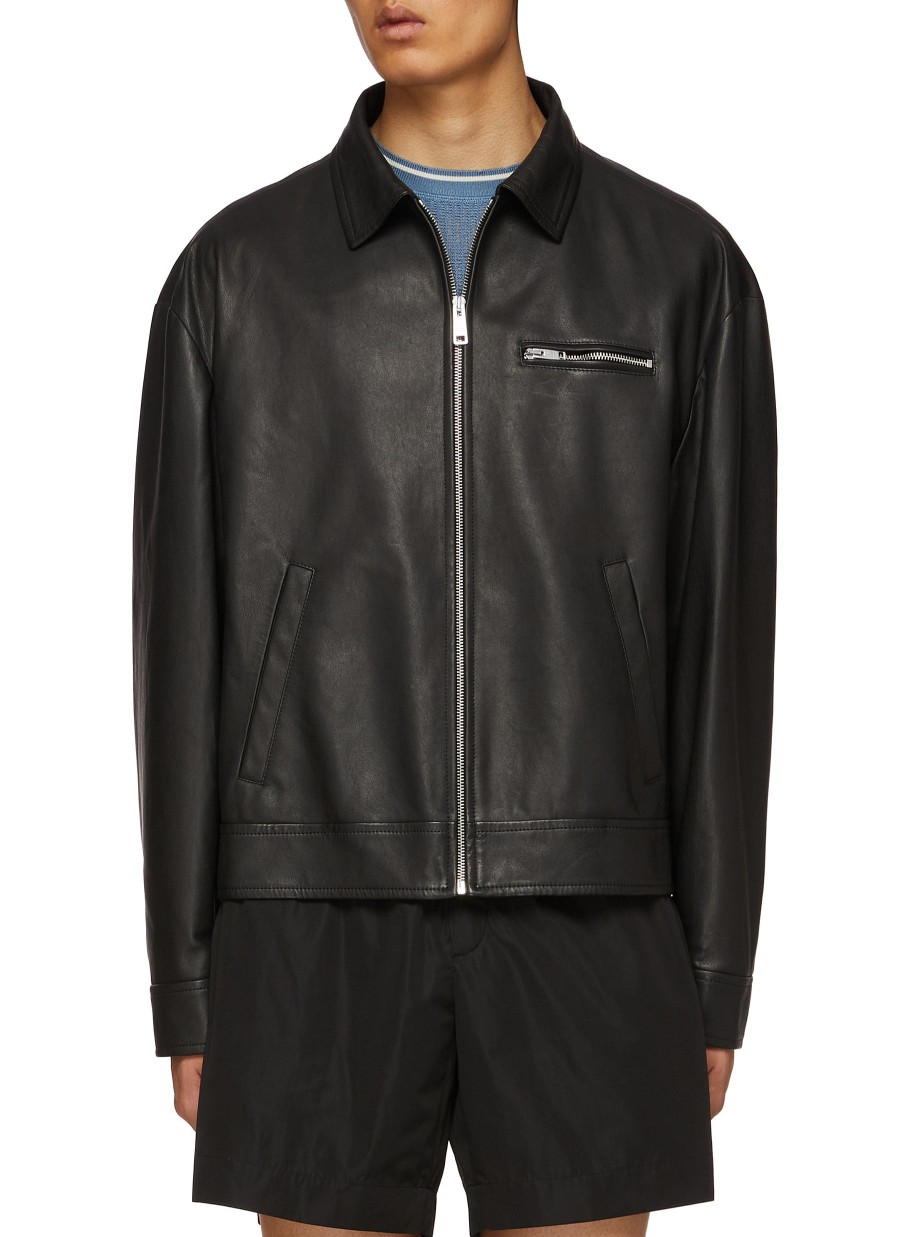 Men PRADA Jackets | Zip Up Leather Jacket