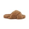 Women YVES SALOMON Slides | Merinos Crisscross Fur Slide