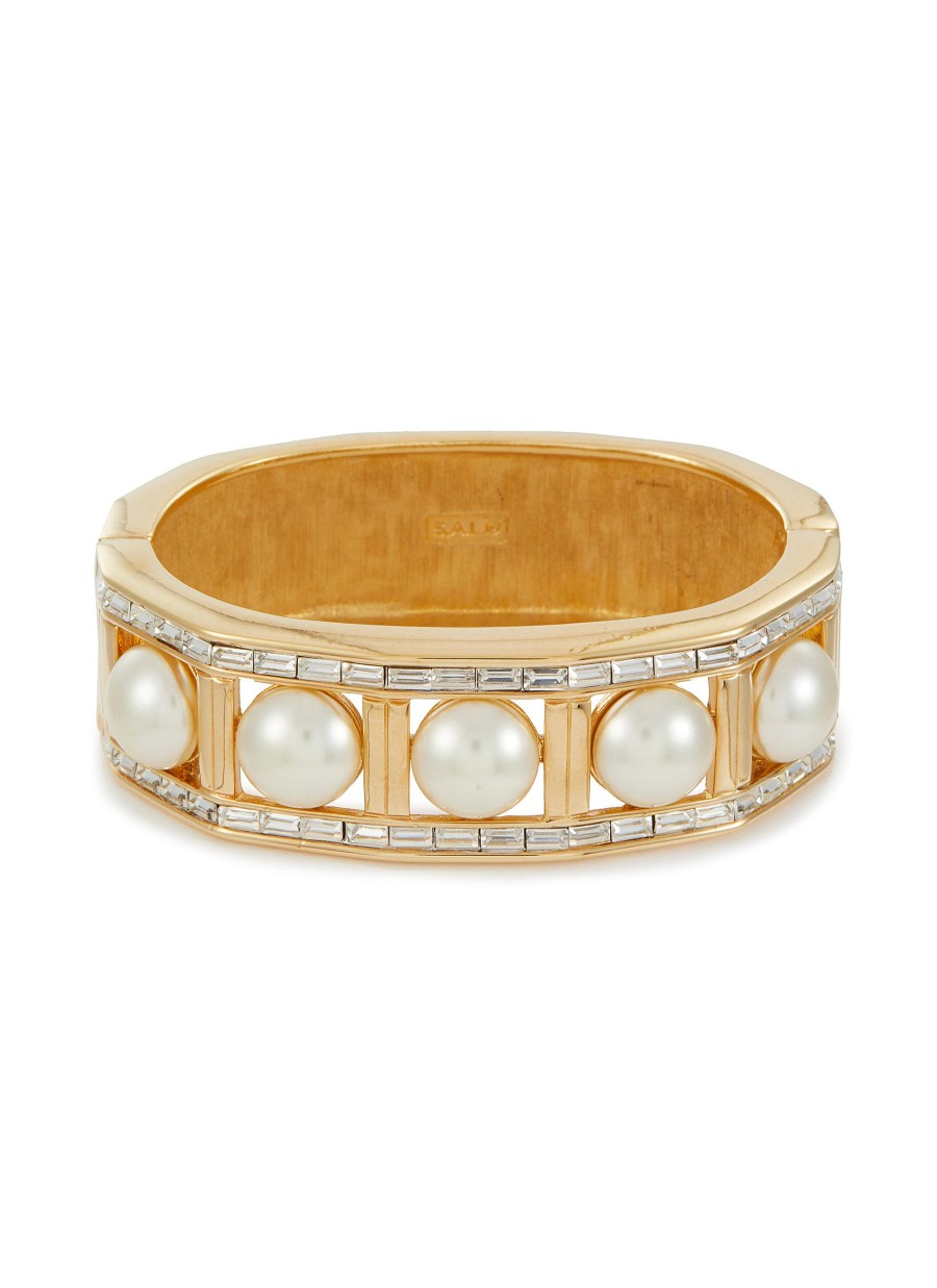 Women LANE CRAWFORD VINTAGE ACCESSORIES Vintage Accessories | Gold Tone Faux Pearl Diamante Bracelet