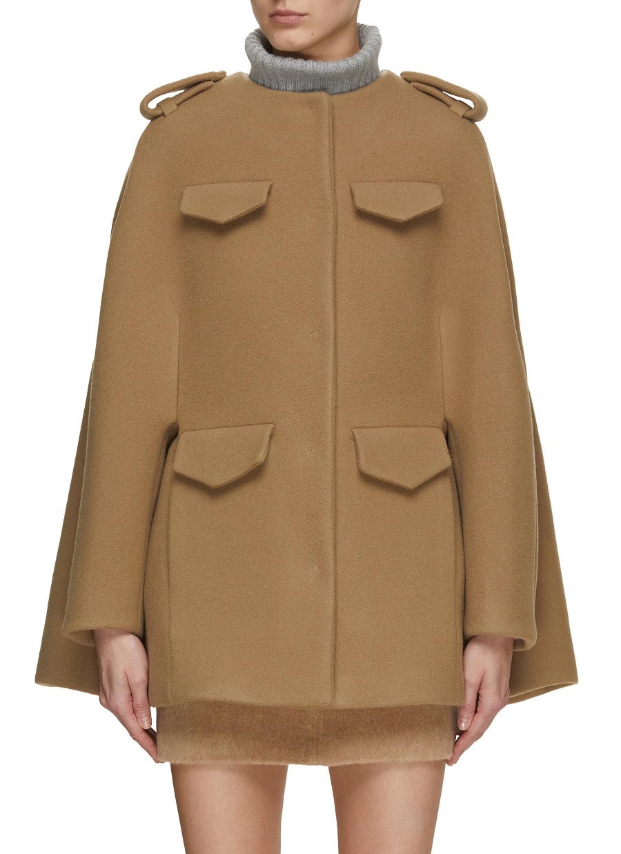 Women PRADA Jackets | 4-Pocket Wool Cape Jacket