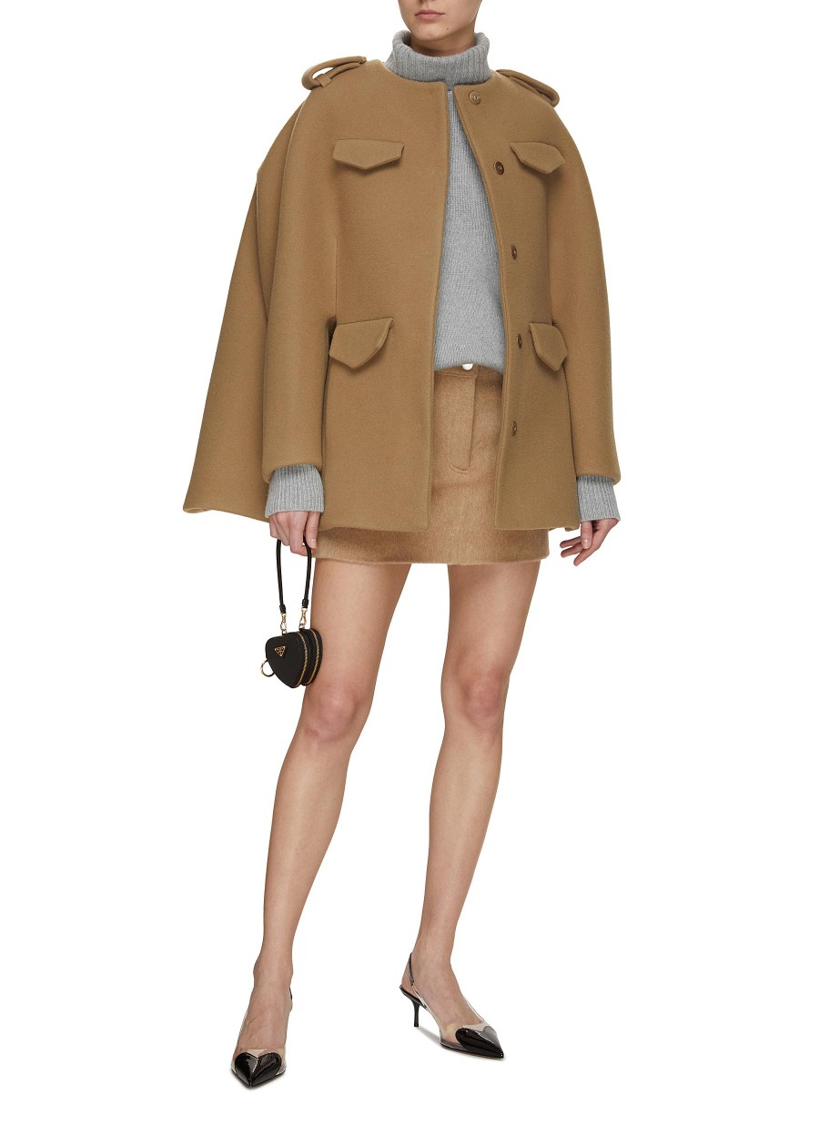 Women PRADA Jackets | 4-Pocket Wool Cape Jacket