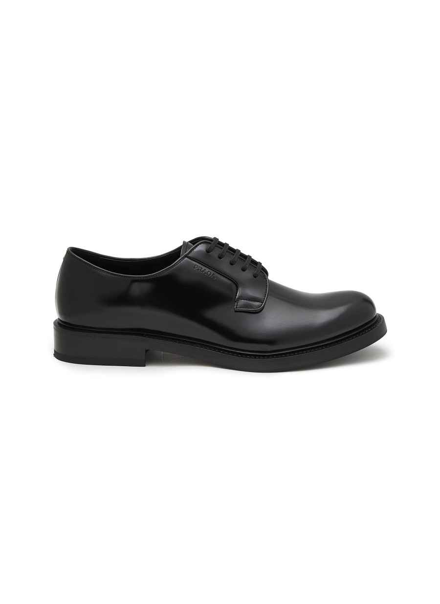 Men PRADA Formal Shoes | Spazzolato Brushed Leather Derby Shoes