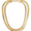 Women DEMARSON Fashion Jewellery | Lisa Herringbone 12K Gold Plated Chain Layered Necklace