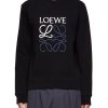 Men LOEWE Pullovers & Hoodies | Anagram Embroidered Crewneck Long Sleeve Cotton Sweatshirt