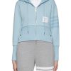 Women THOM BROWNE Jackets | Tonal 4 Bar Zip Up Hoodie