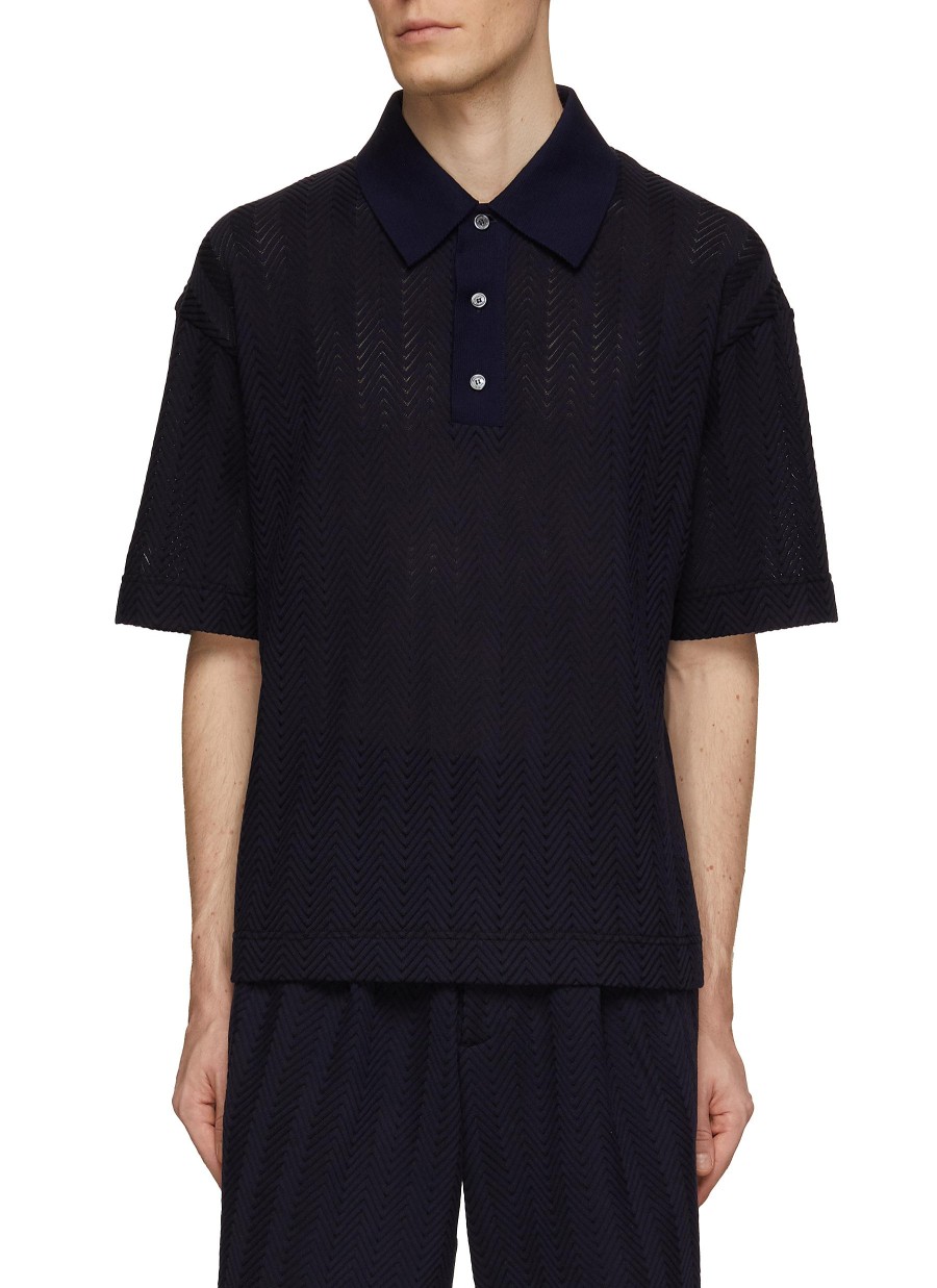 Men MISSONI Polos | Raschel Zig Zag Ribbed Polo Shirt