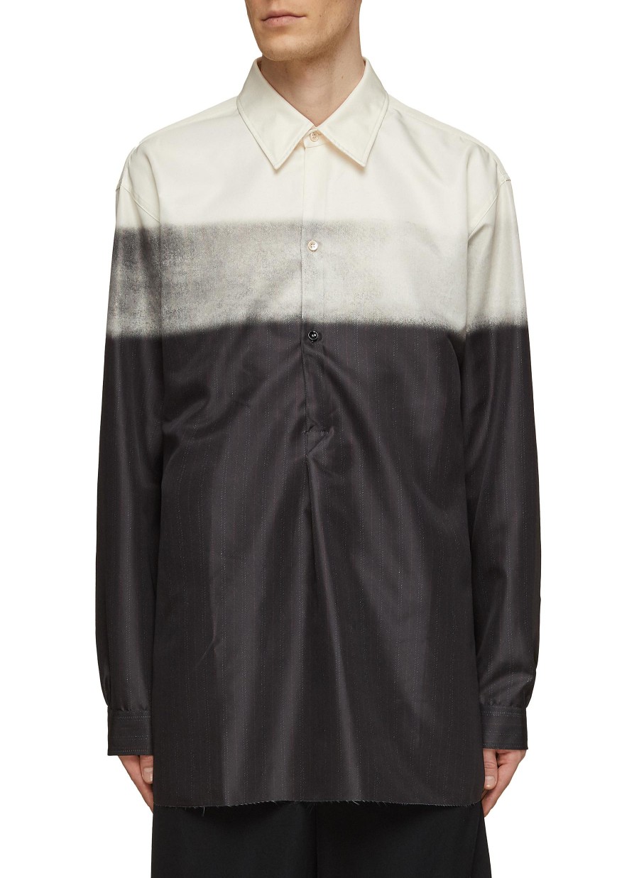 Men MAISON MARGIELA Shirts | Pinstripe Contrast Yoke Button Down Shirt