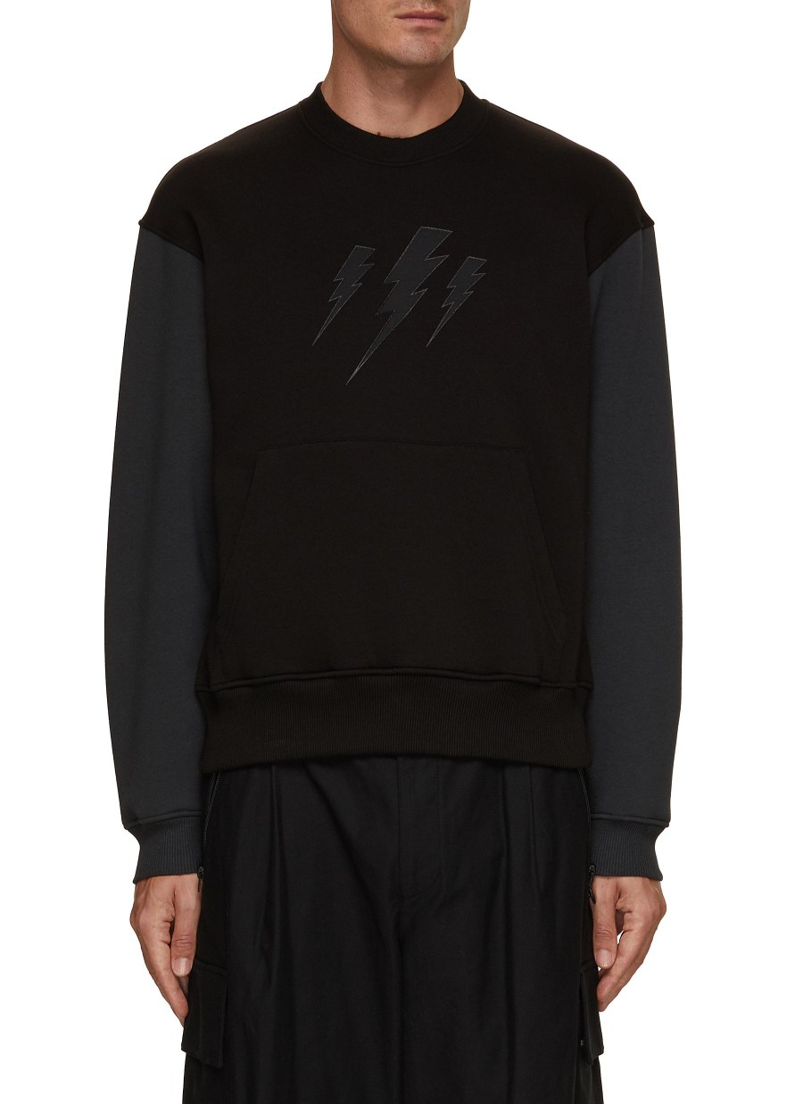 Men NEIL BARRETT Pullovers & Hoodies | Triple Bolt Raglan Sweatshirt