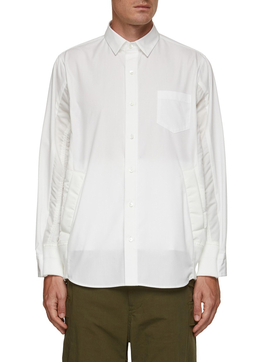 Men SACAI Shirts | Contrasting Insert Poplin Shirt