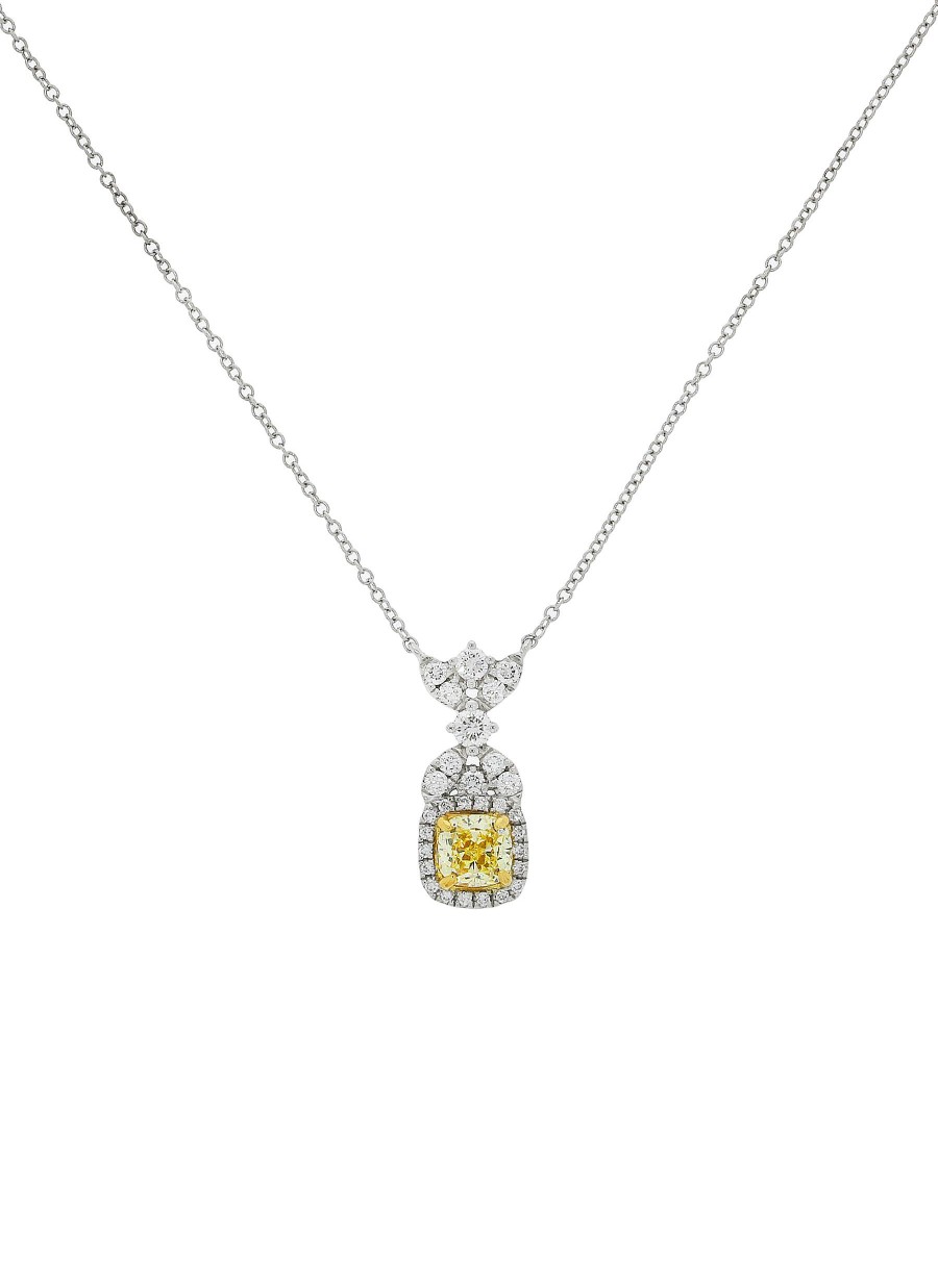 Women LC COLLECTION JEWELLERY Fine Jewellery | 18K White Yellow Gold Yellow Diamond Pendant Necklace