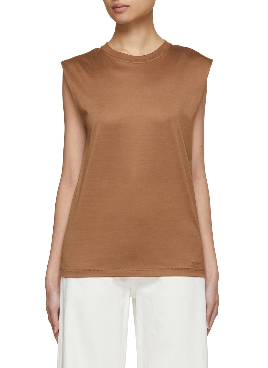 Women VALENTINO Tops | Capsleeve Crewneck T-Shirt