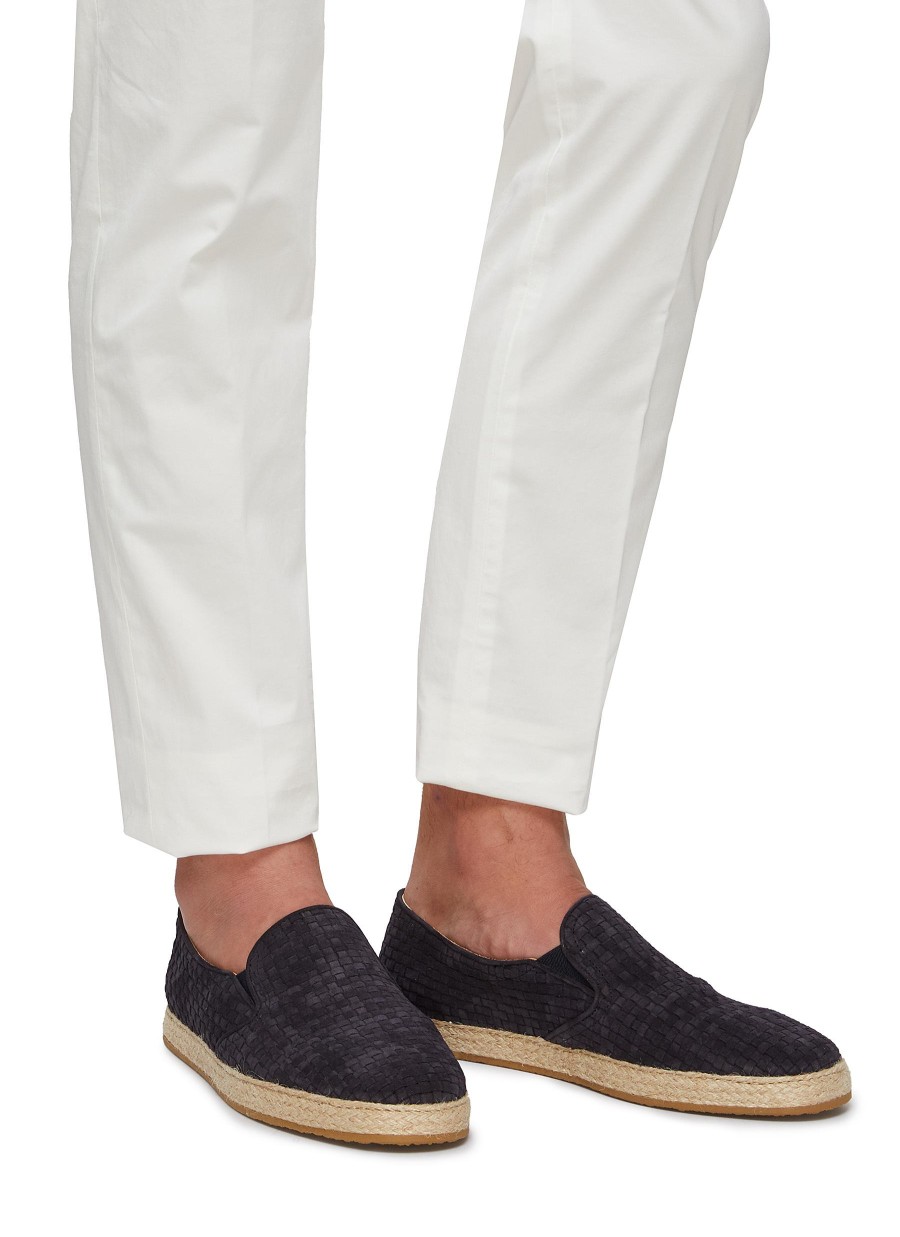 Men BRUNELLO CUCINELLI Flats | High Vamp Intrecciato Suede Espadrilles