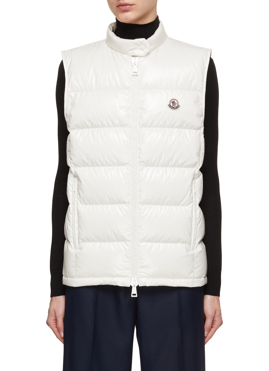 Women MONCLER Coats | Alcibia Lacquered Mock Neck Puffer Gilet