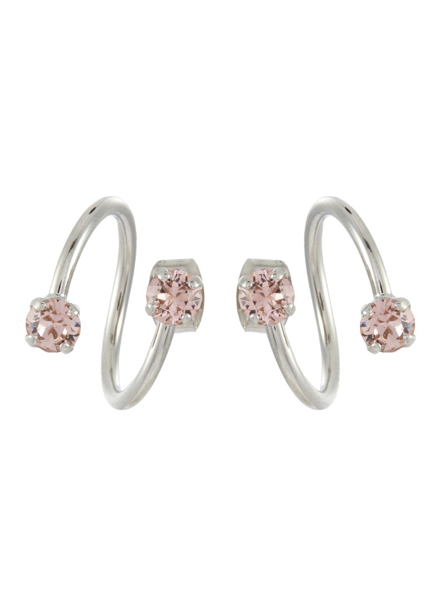 Women JUSTINE CLENQUET Fashion Jewellery | Maxine Palladium Plated Pink Crystal Earrings Crystal