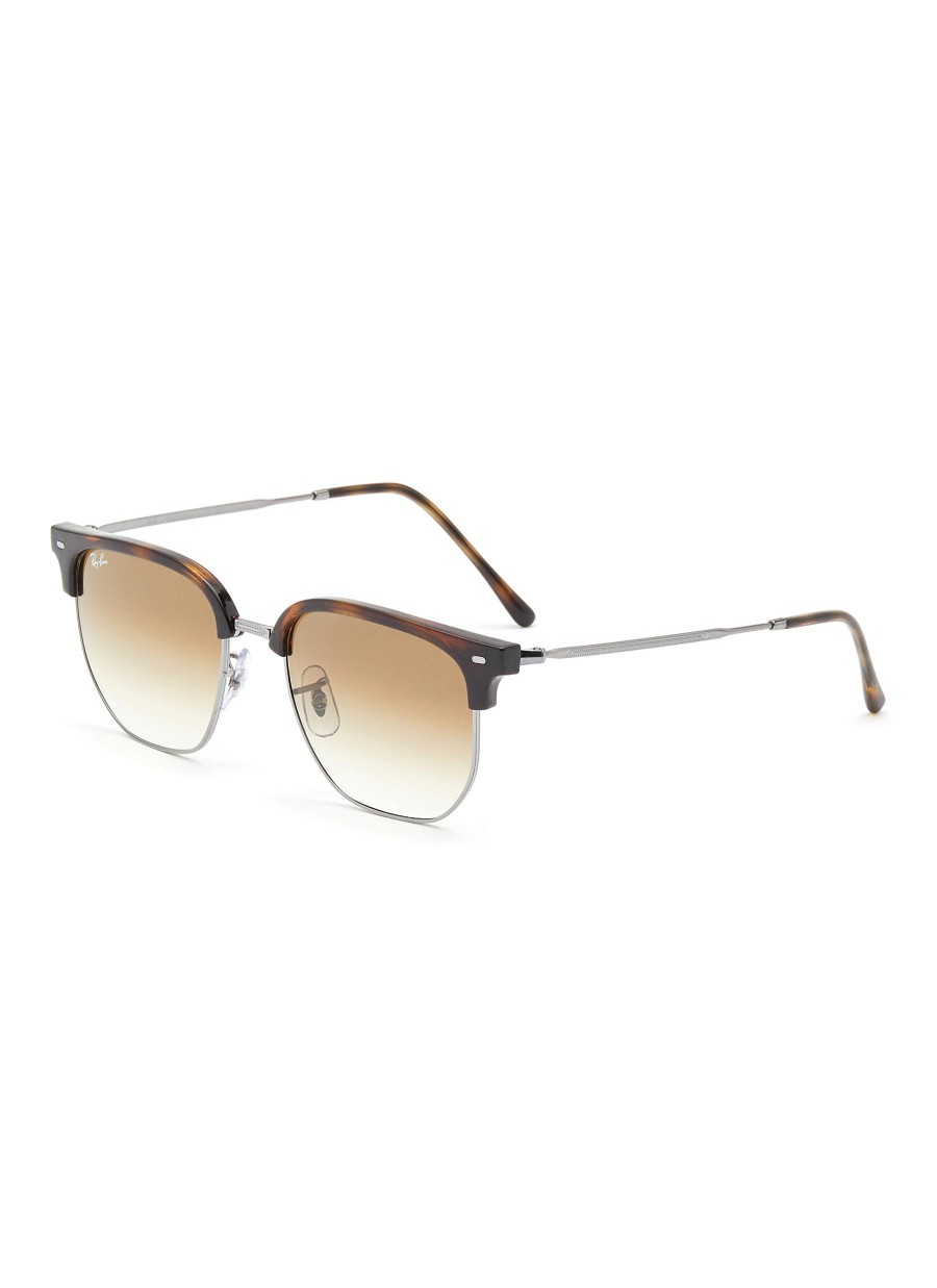 Women RAY BAN Eyewear | Gradient Brown Lens Tortoiseshell Effect Metal Square Sunglass