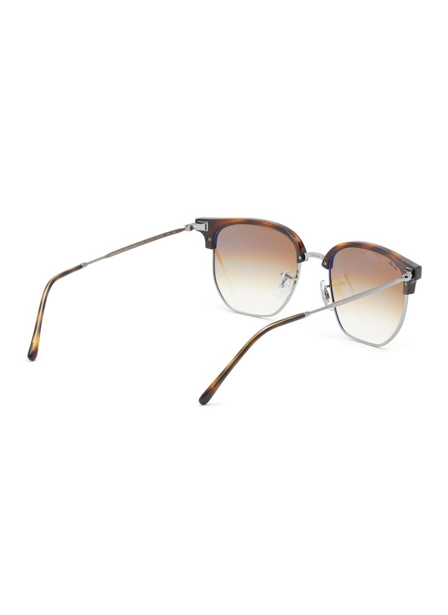 Women RAY BAN Eyewear | Gradient Brown Lens Tortoiseshell Effect Metal Square Sunglass