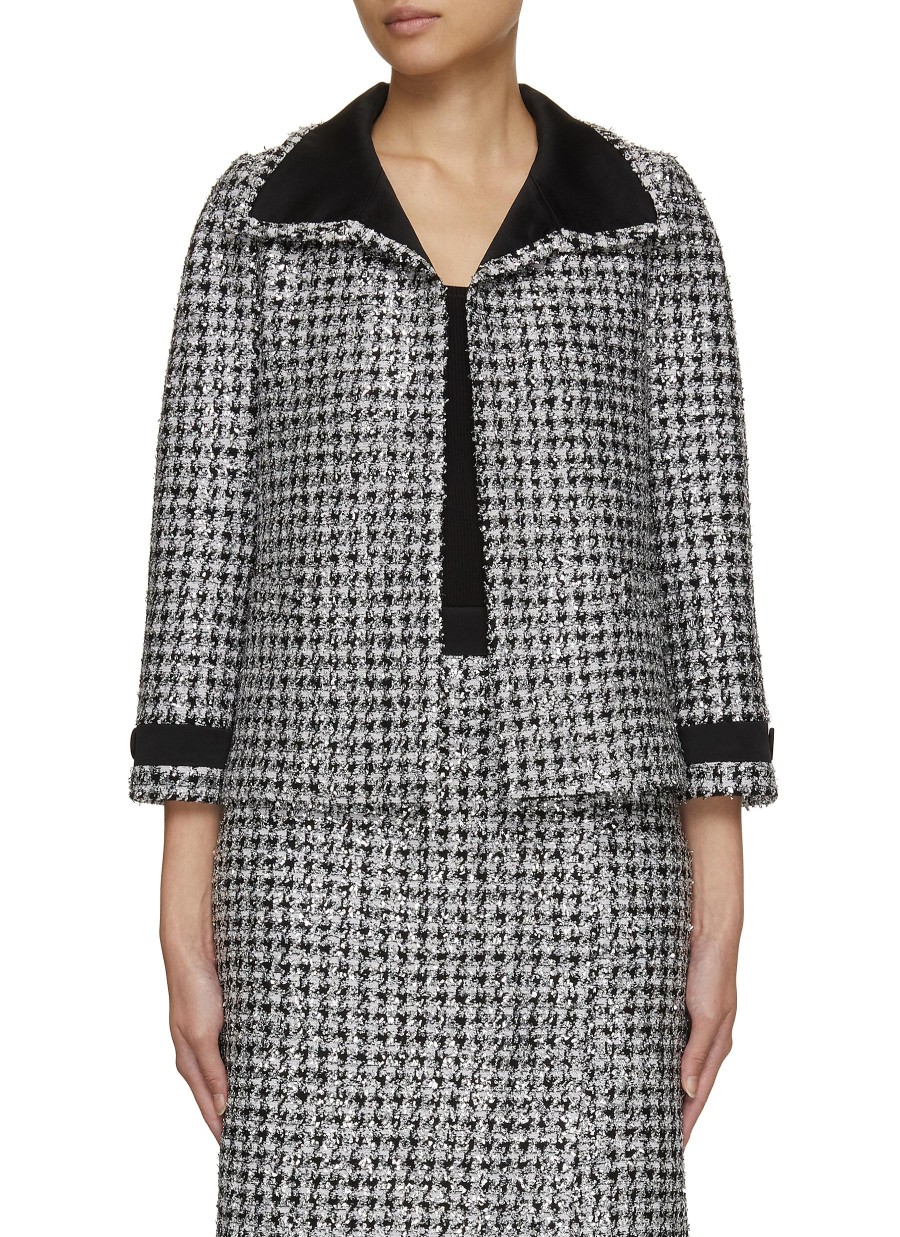 Women ST. JOHN Jackets | Contrast Metallic Tweed Jacket