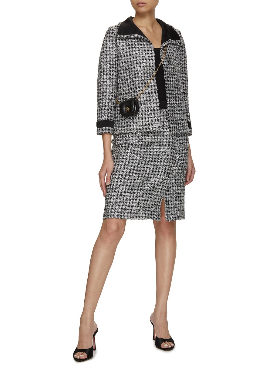 Women ST. JOHN Jackets | Contrast Metallic Tweed Jacket