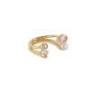 Women COMPLETEDWORKS Fashion Jewellery | Freshwater Pearl Pink Cubic Zirconia 18Ct Gold Plated Rings