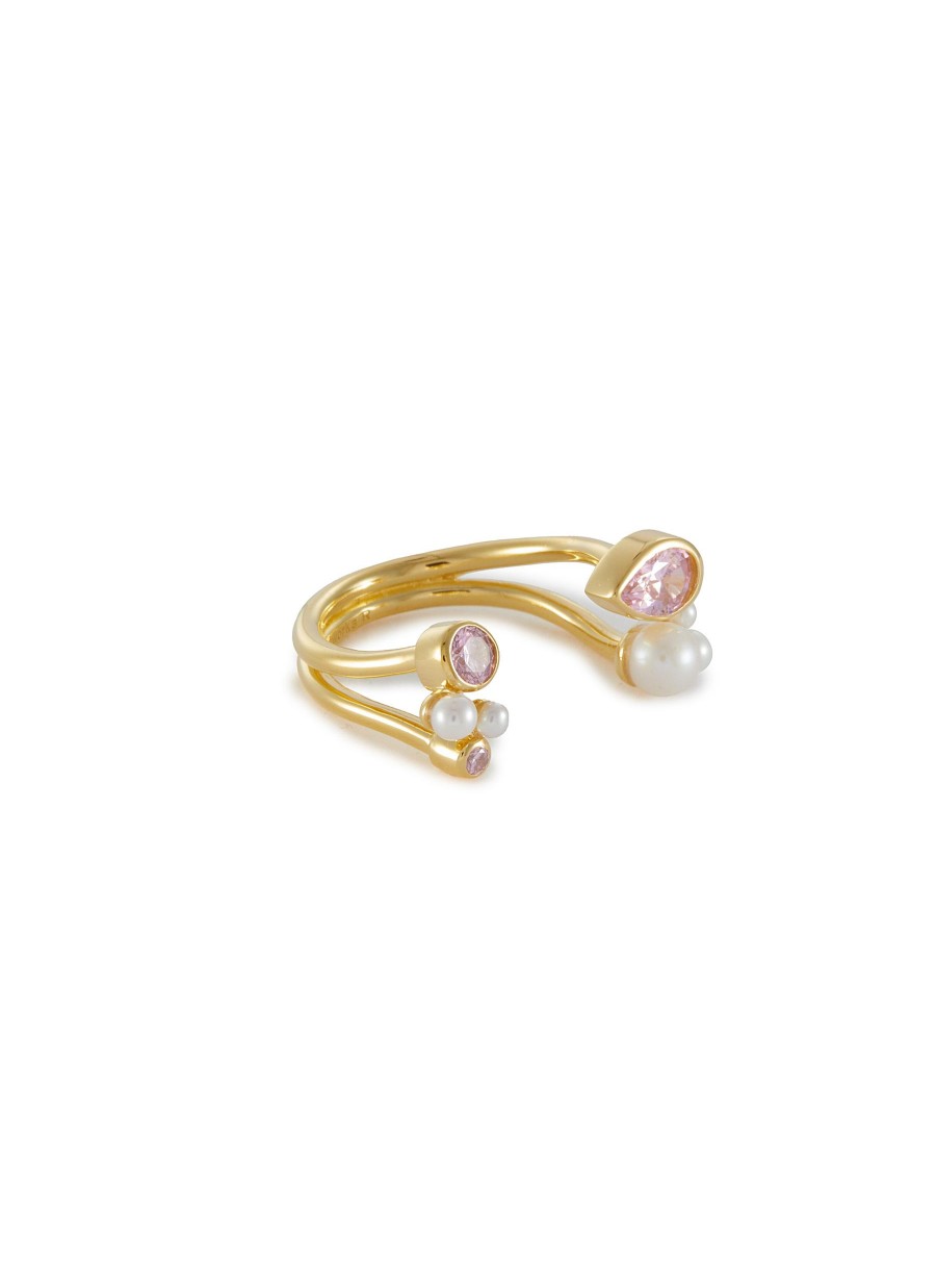 Women COMPLETEDWORKS Fashion Jewellery | Freshwater Pearl Pink Cubic Zirconia 18Ct Gold Plated Rings