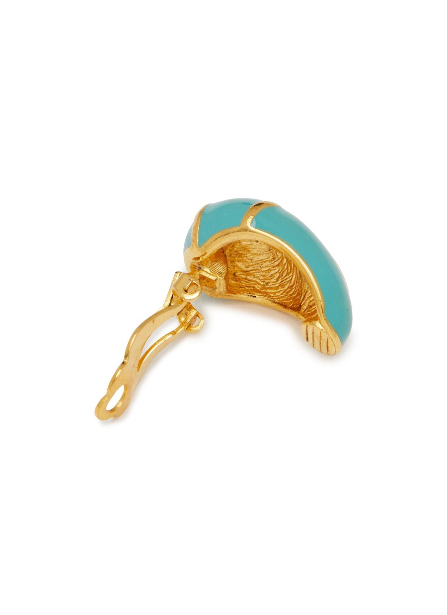 Women LANE CRAWFORD VINTAGE ACCESSORIES Vintage Accessories | Joan Rivers Gold Tone Turquoise Enamel Diamante Clip On Earrings