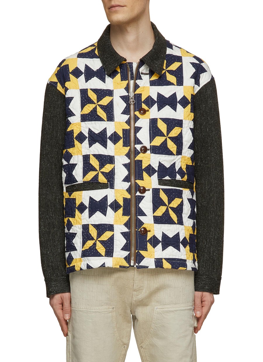 Men KHOKI Jackets | Geometric Patchwork Quilted Jacket