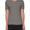 Men SAINT LAURENT T-Shirts | Short Sleeve Stripe Linen Cotton T-Shirt