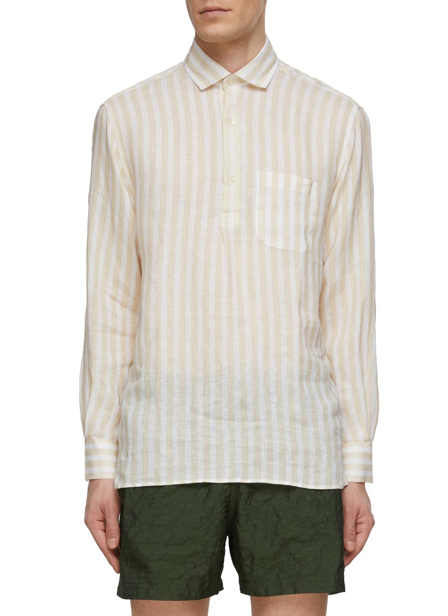 Men FRESCOBOL CARIOCA Shirts | Striped Linen Shirt