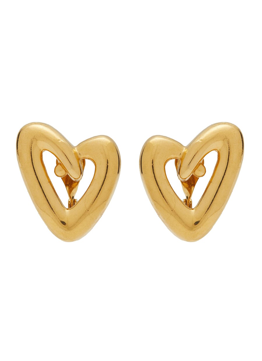 Women LANE CRAWFORD VINTAGE ACCESSORIES Vintage Accessories | Vintage Monet Gold Tone Heart Cip On Earrings