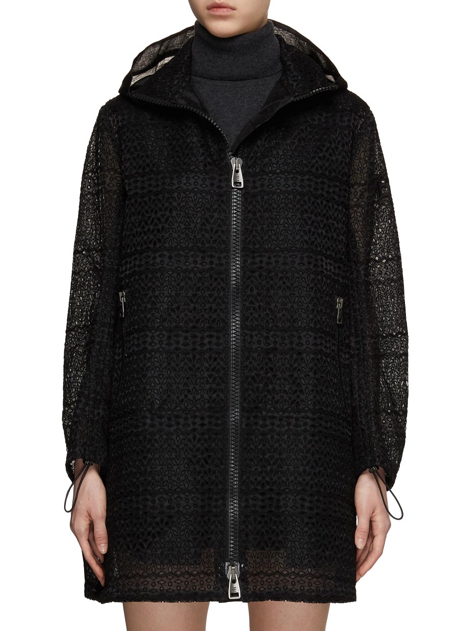 Women ERMANNO SCERVINO Coats | Sheer Zip Up Hooded Coat