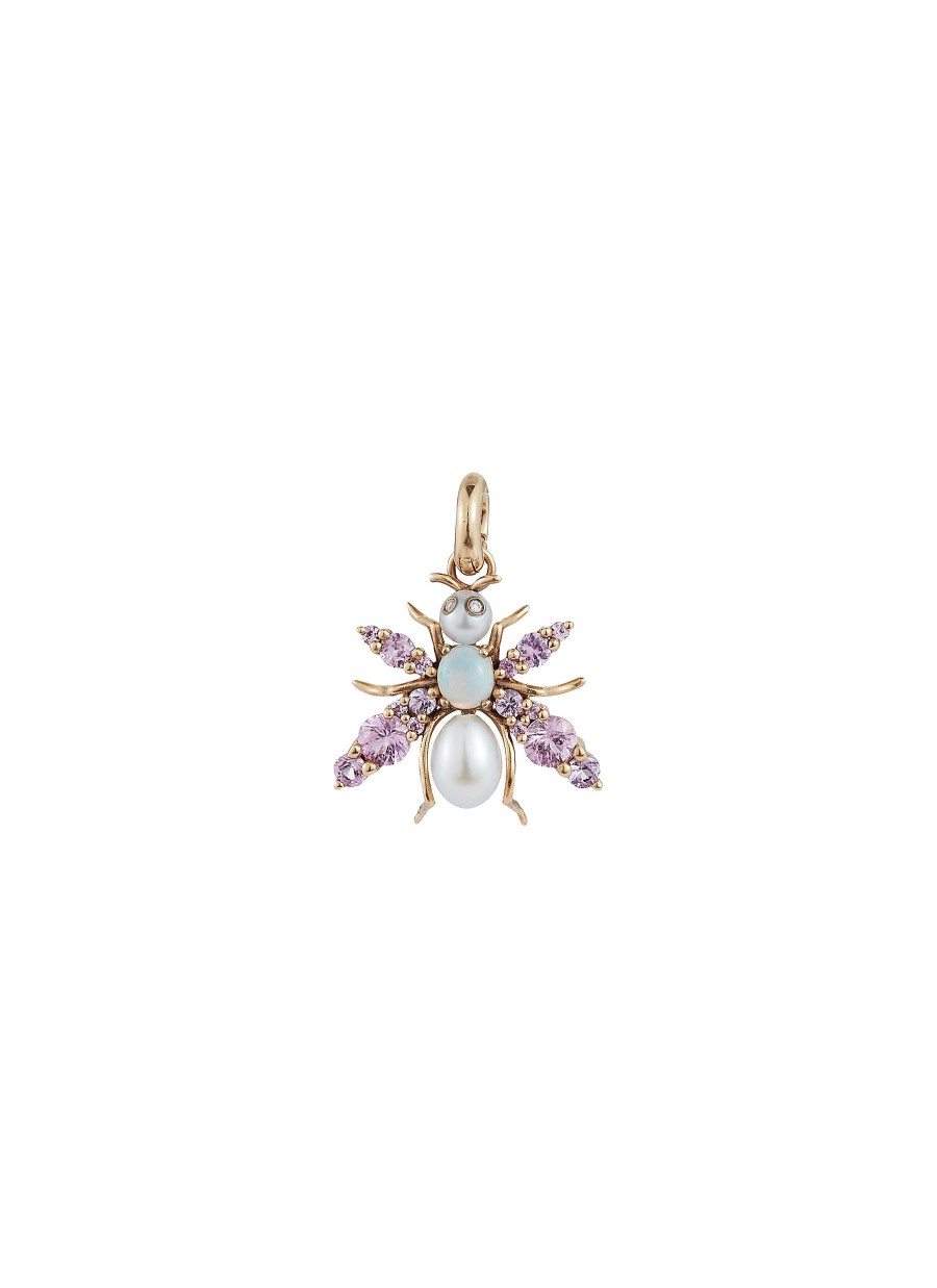 Women STORROW JEWELRY Fine Jewellery | Beatrice Bee 14K Gold Pink Sapphire Pearl Charm