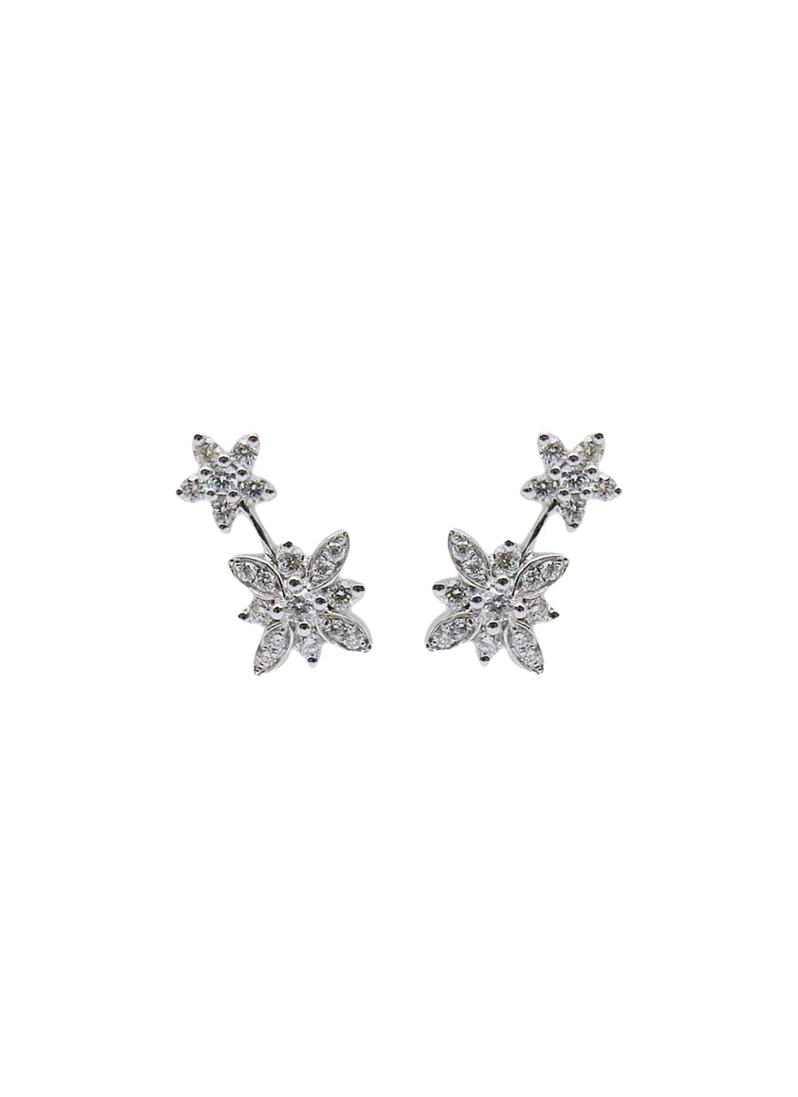 Women LC COLLECTION JEWELLERY Fine Jewellery | 18K White Gold Diamond Stud Earrings