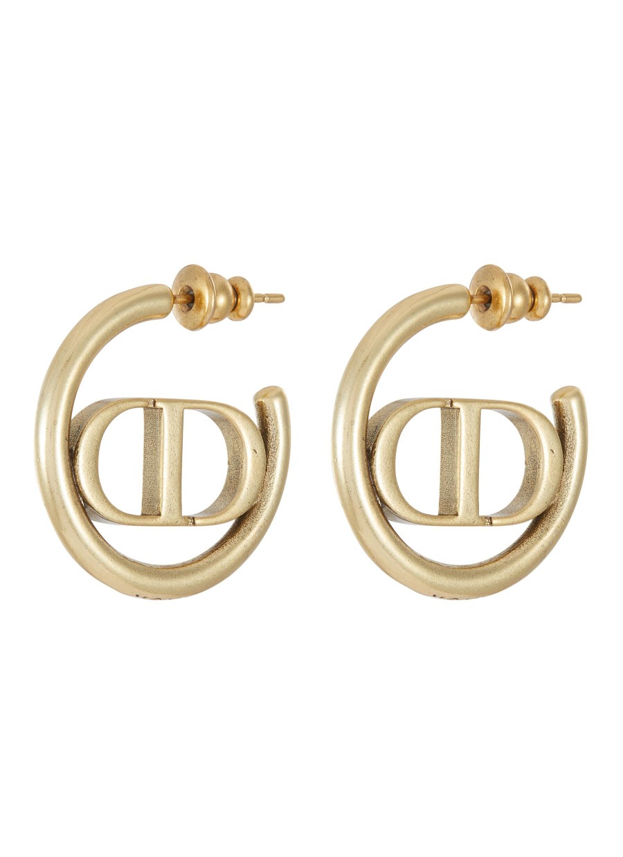 Women LANE CRAWFORD VINTAGE ACCESSORIES Vintage Accessories | Christian Dior Gold Tone Hoop Earrings