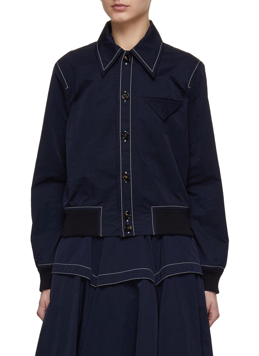 Women BOTTEGA VENETA Jackets | Contrast Stitch Button Up Blouson