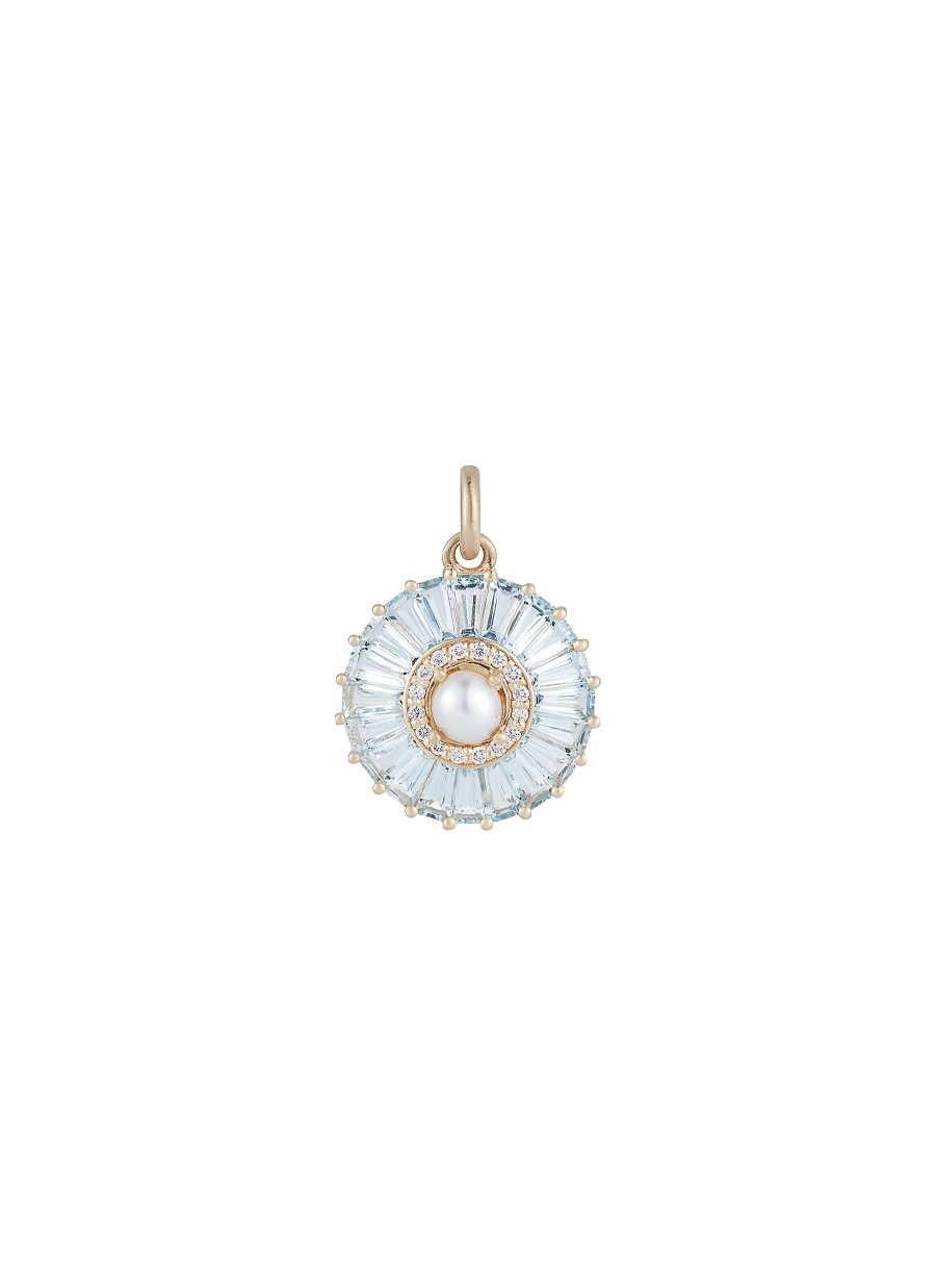 Women STORROW JEWELRY Fine Jewellery | Emily 14K Gold Diamond Aquamarine Charm