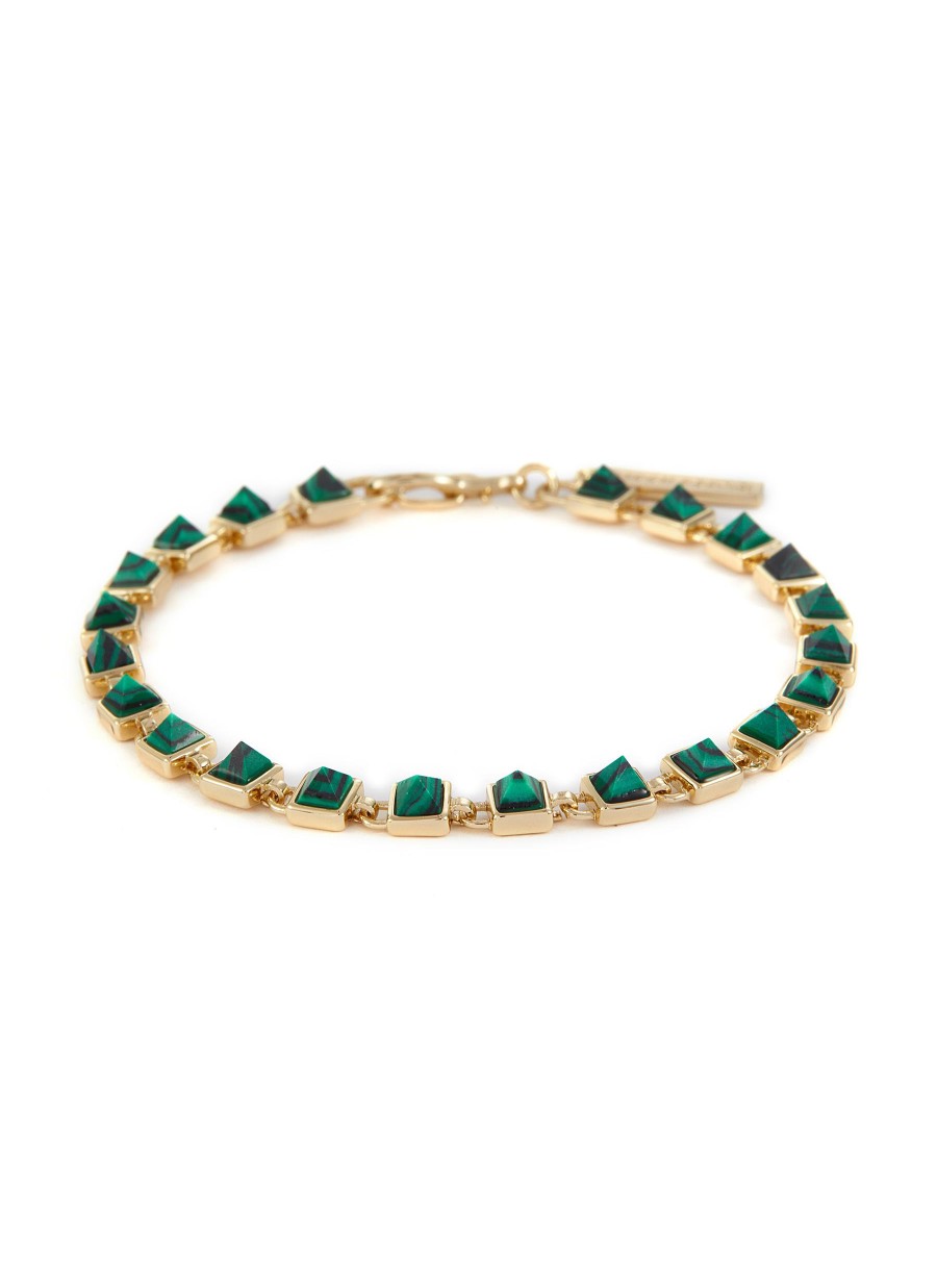 Women EDDIE BORGO Fashion Jewellery | Pyramid 12K Gold Plated Metal Malachite Tennis Bracelet