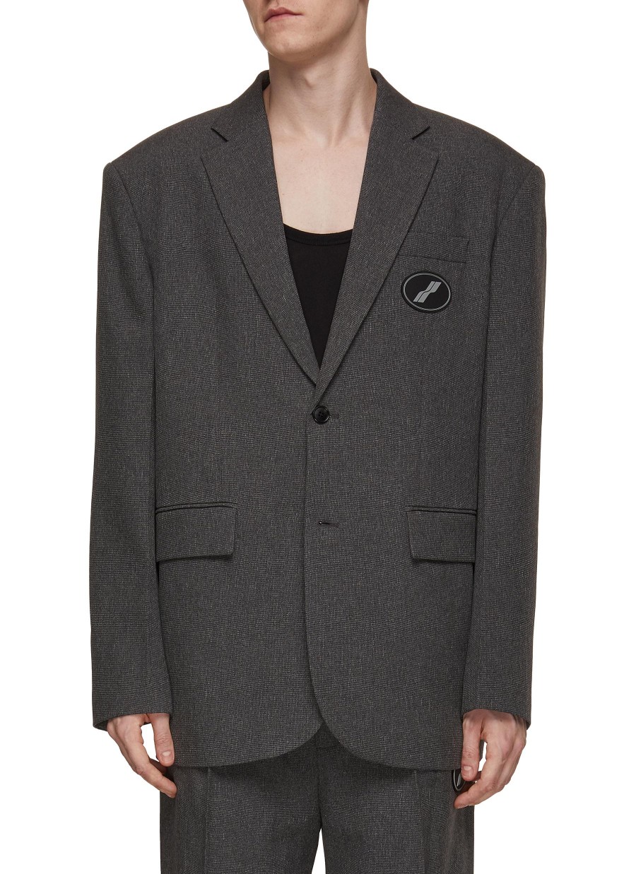 Men WE11DONE Suits | Rubber Logo Patch Oversized Blazer